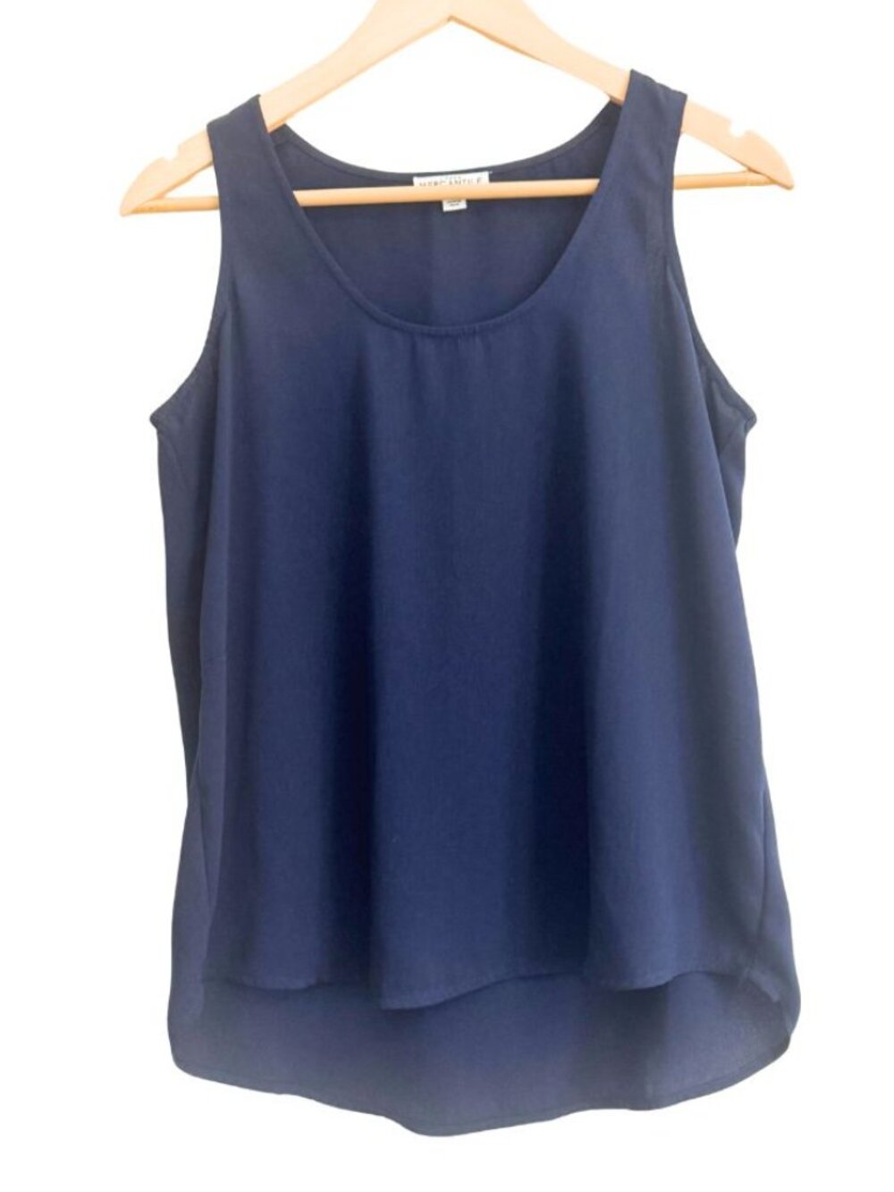 J. Crew Mercantile L1999 Navy Blue Drapey Tank Top S Small High-Low Sleeveless